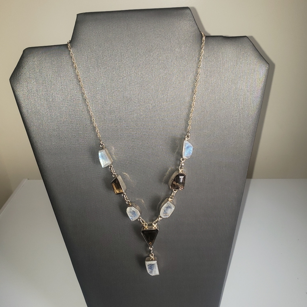 Moonstone & Brown Topaz 925 Sterling Silver Necklace